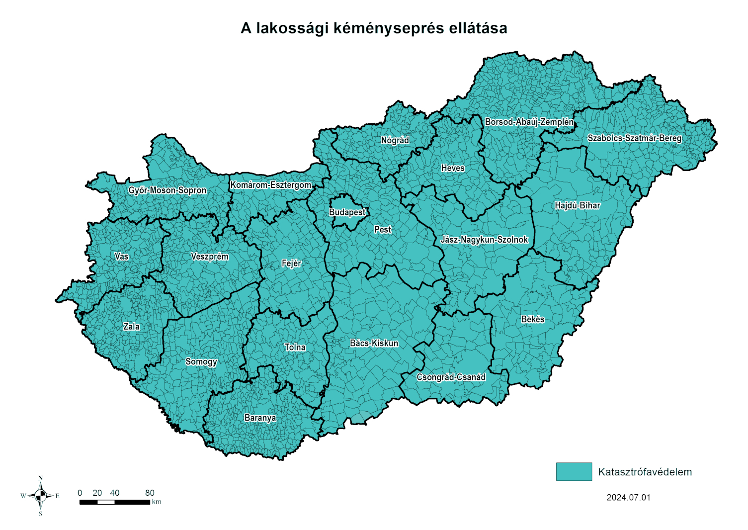 Katasztrófavédelem lakossági kéményseprés ellátási területe 2024.07.01-től